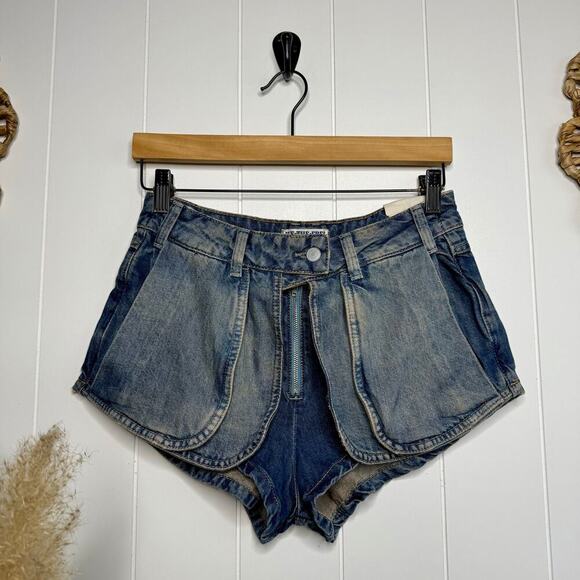 Free People shorts 25 denim high rise boho cotton jeans - Picture 3 of 8